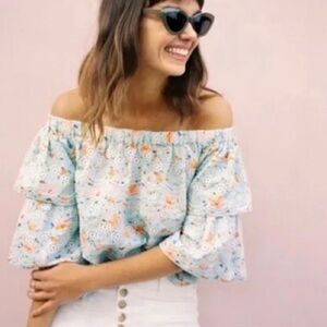 LAIA Mint‎ Green Ruffle Floral Crop Top // Size XS (Oversized, Flowy fit)